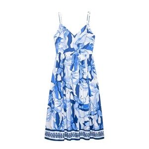 H&M Blue and White Floral Dress